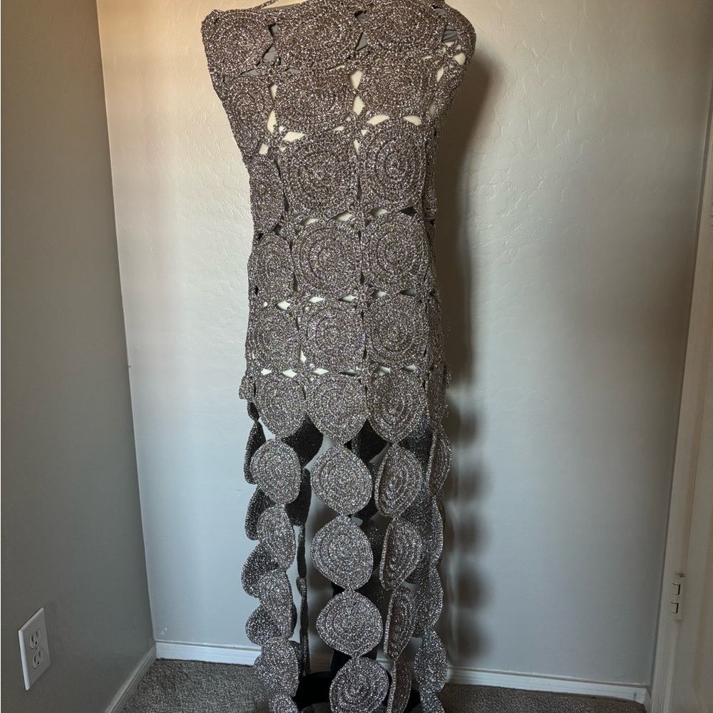 Simon Miller Asymmetrical Gray Crochet Dress  perfect for any special event